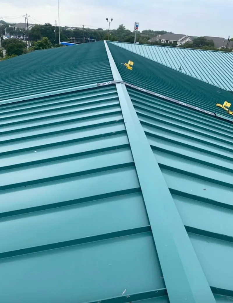 Green commercial metal roof ridge and valley for Metal Roof Repair in Long Branch